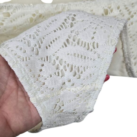 Aerie NEW Crochet Ivory Lace Swimsuit One-Piece Cheeky Cut Out Padded Tie Back - Picture 8 of 14